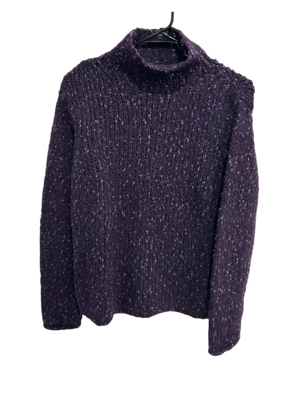 Ann Taylor Medium Purple Wool Blend Chunky Knit Turtleneck Sweater Cozycore